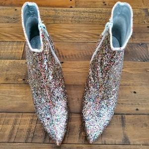 Women's Glitter Pointed Toe Chunky Heel An…